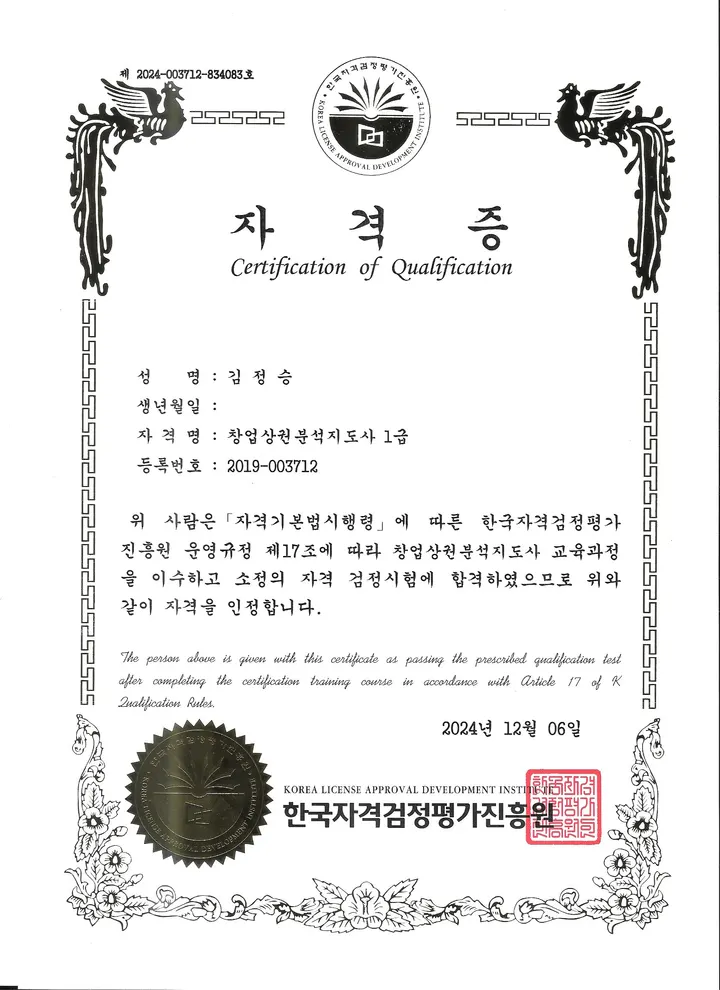 창업상권분석지도사 1급 자격증